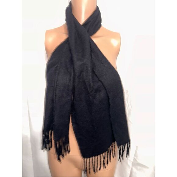 Nice Cashmink Black Fringe Winter Scarf Wrap Acrylic Germany Unisex Good Conditi - Picture 2 of 4